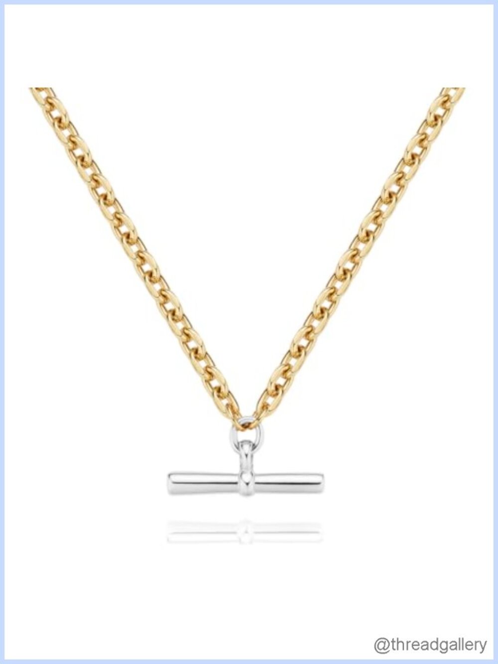 Gold Tone T Bar Necklace Toggle Pendant Chain Adjustable Women Jewelry